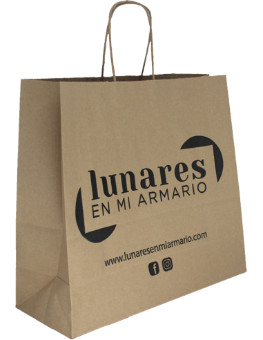 BOLSA DE PAPEL ASA RETORCIDA 23x21+8 PERSONALIZADA KRAFT RECICLADO (CAJA 250 UDS.)