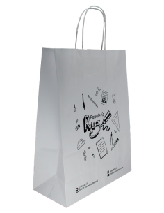 BOLSA DE PAPEL ASA RETORCIDA 32x41+12 PERSONALIZADA BLANCO (CAJA 250 UDS.)