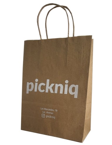 BOLSA DE PAPEL ASA RETORCIDA 24x31+12 PERSONALIZADA KRAFT RECICLADO (CAJA 300 UDS.)