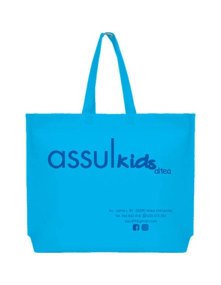 BOLSA TERMOSELLADA MAR FUELLE BASE PERSONALIZADA 54X40+10 CELESTE (CAJA 250 UDS.)