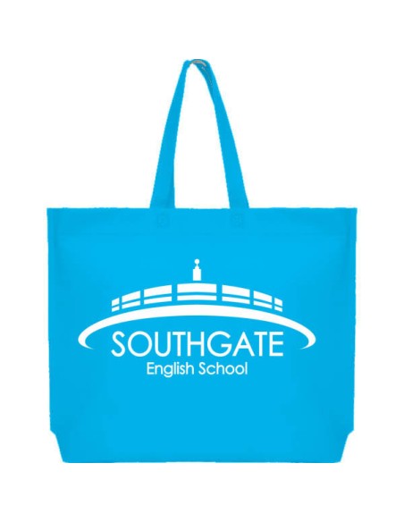 BOLSA TERMOSELLADA MAR FUELLE BASE PERSONALIZADA 54X40+10 CELESTE (CAJA 250 UDS.)