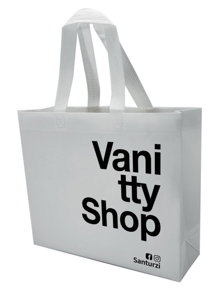 BOLSA TERMOSELLADA CON FUELLE LAMINADA PERSONALIZADA 40X34+14 BLANCO (CAJA 250 UDS.)