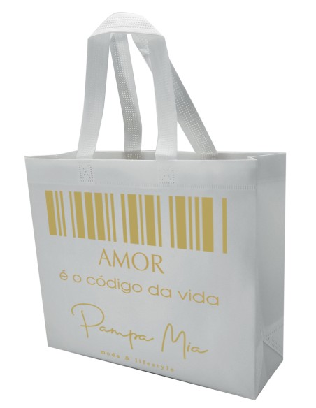 BOLSA TERMOSELLADA CON FUELLE LAMINADA PERSONALIZADA 40X34+14 BLANCO (CAJA 250 UDS.)