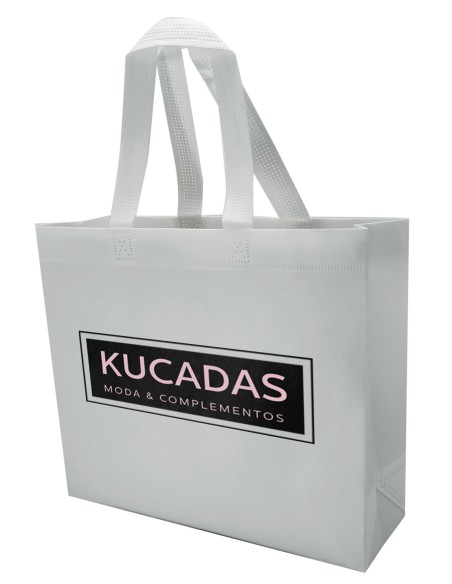 BOLSA TERMOSELLADA CON FUELLE LAMINADA PERSONALIZADA 30x25+10 BLANCO (CAJA 250 UDS.)
