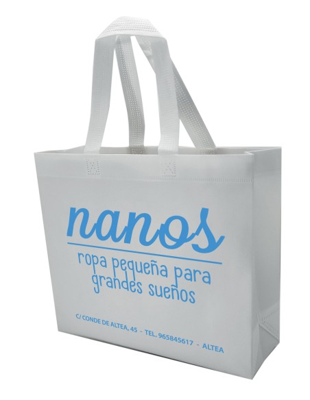 BOLSA TERMOSELLADA CON FUELLE SIN LAMINAR PERSONALIZADA 40X34+14 BLANCO (CAJA 250 UDS.)