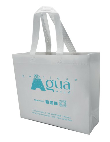 BOLSA TERMOSELLADA CON FUELLE SIN LAMINAR PERSONALIZADA 40X34+14 BLANCO (CAJA 250 UDS.)