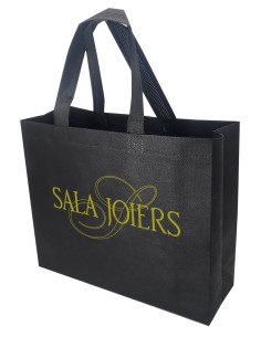 BOLSA TERMOSELLADA CON FUELLE SIN LAMINAR PERSONALIZADA 40X34+14 NEGRO (CAJA 250 UDS.)